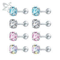 4 คู่/ล็อต 3-8mm CZคริสตัลสตัดสเตนเลสสตีลต่างหูชุดสำหรับผู้หญิงEAR Studs 4 สีต่างหูหัวใจรอบเริ่มต้นCubic Zirconiaต่างหูกระดูกอ่อนเจาะTragusเจาะหูใบหูเครื่องประดับ