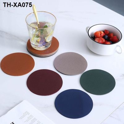 Cup mat high-class european-style restaurant coffee cup circular antiskid thickening insulating pad creative personality leather