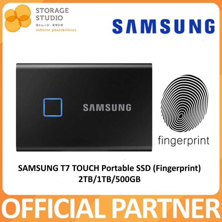 Samsung T7 Touch Portable SSD 1050MB/s USB 3.2 1TB - MU-PC500K/MU-PC1T0K -  Black 