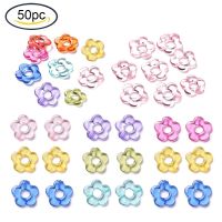 ☑ 50PCS Transparent Acrylic Bead Flower Loose Spacer Beads for DIY Jewelry Making Bracelet Necklace Girls DIY Supplies Accessories