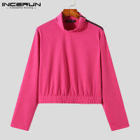 Medussa INCERUN Mens High Neck Pullover Zipper Crop Tops ไนท์คลับของกล้ามเนื้อ Party Jumper