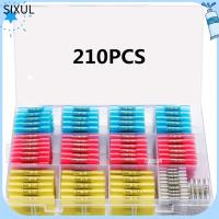 SIXUL 210PCS กันน้ำกันน้ำได้ ขั้วต่อปลายท่อหด ฉนวนกันความร้อน 26-10 AWG ขั้วต่อไฟฟ้าแบบจีบ พร้อมกล่องเก็บของ เกรดทางทะเล ก้นประกบกัน ยานยนต์สำหรับรถยนต์