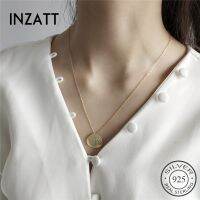 Inzatt 925แท้สร้อยคอเปลือกหอยเงินมินิมอลสำหรับผู้หญิงเครื่องประดับที่ดีเครื่องประดับที่สง่างาม