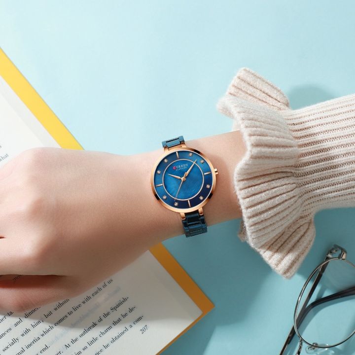 curren-นาฬิกาควอทซ์สำหรับผู้หญิง-นาฬิกาควอทซ์แฟชั่นเรียบง่ายเรียบง่ายทองคำสีกุหลาบ-สีฟ้า-สีทอง-สีชมพูเงิน-สีทอง-สีทอง-สีเงินผู้หญิงของขวัญเวลา