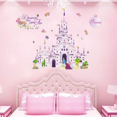 50*70cm Disney Princess Castle Wall Decals Kids Rooms Home Decor Cartoon Wall stickers Pvc Mural Art Girls Gift Decorations