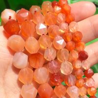 Natural Faceted Red Agates Stone Beads Round Loose Spacer Bead Diy Handmade Bracelet for Jewelry Making Accessories 15Inches DIY accessories and oth