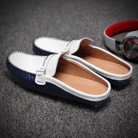 38-47 MOCCASIN รองเท้าผู้ชายรองเท้าเปิดส้นของแท้หนังรองเท้าสำหรับผู้ชายสไลด์รองเท้า SLIP - Ons