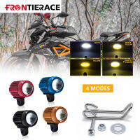 Mini Dual Color Led Fash Spotlights 60W LED Motorcycle Rearview Mirror spotlight Holder 3570 chip Four Modes Lamp 1PCS 2PCS