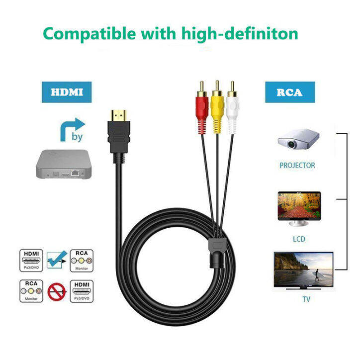 HDMI Male to 3RCA AV Composite Male Connector Adapter Cable Cord