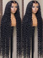 【jw】✟ 40 Inch Curly 13x4 Front Human Hair Wig Wigs Deep 13x6 Frontal Pre Plucked