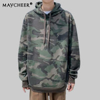 MAYCHEER Mens Korean version of loose casual camouflage hooded youth popular sweater retro tooling camouflage mens version of loose trend hoodeds
