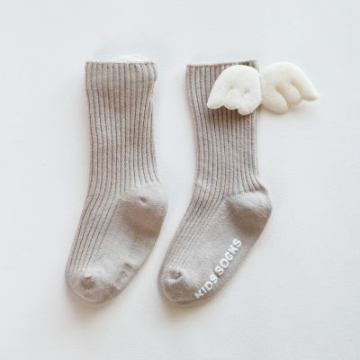 2 pairs Newborn Girls Ankle Socks Angel Wings Long Tube Infant Anti-slip Baby Socks Children Kids Princess