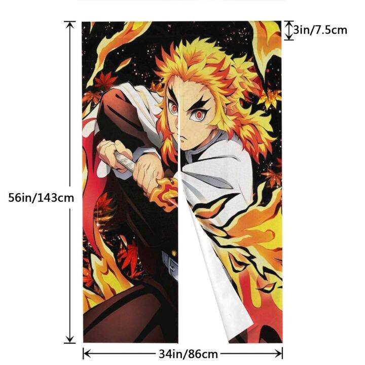 ปรับแต่งได้-34x56in-แผงม่านประตูลาย-demon-slayer-rengoku-kyoujuriu-ม่านประตูความร้อนเป็นลมฉนวนความปลอดภัยของประตูสำหรับหน้าต่าง-ห้องนั่งเล่น-ประตู