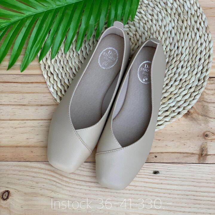 size-36-41-simple-casual-shoe-รองเท้าทรงสลิปออน-รองเท้าคัทชูส้นแบนผู้หญิง-หนังนุ่ม