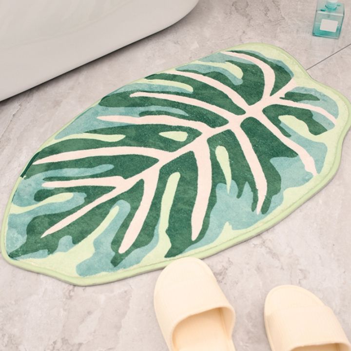 modern-leaf-pattern-mat-bathroom-waterproof-mat-microfiber-bath-mat-leaf-green-tropical-plants-home-door-non-slip-foot-mat