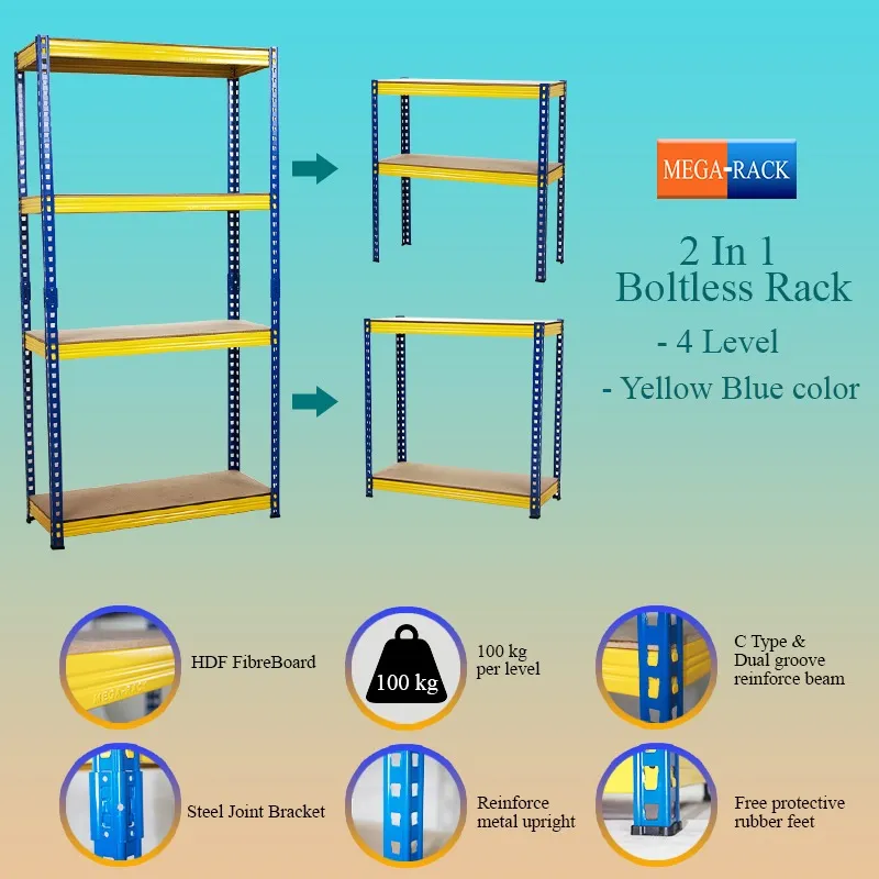 Rack 2 In 1 30cm X 90cm X 150cm X 4 Levels Yellow Blue Lazada