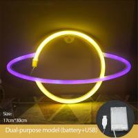 LED Neon Light Colorful Creative Planet Night Lamp Earth USB Battery Neon Sign For Room Home Party Wedding Art Decoration