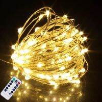 [AMO Garden Decoration]รีโมทคอนโทรล Silver Wire Led String Lights 5-20M Waterproof Home Garden งานแต่งงาน Christmas Party Outdoor Patio Decoration Light