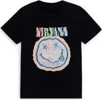 Nirvana™ Pastel Smile Black T-Shirt - by Nirvana™ Splatter