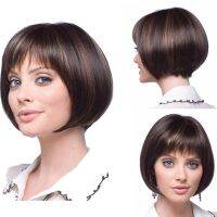 MUS 30ซม. แฟชั่นเซ็กซี่ Bob สุภาพสตรี Fluffy Neat Bangs สั้นธรรมชาติวิกผมผู้หญิงคอสเพลย์ Wigs