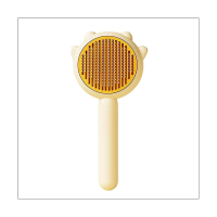 Pet Comb, Grooming Brush with Release Button, Pet Massage Brushes, Self Cleaning Slicker Comb (Yellow)