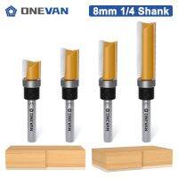 รูปแบบ ONEVAN Flush Trim Router Bit 6 / 6.35mm เครื่องตัดมิลลิ่งเทมเพลตแบริ่งด้านบนสําหรับงานไม้ใบมีดปลายตรง