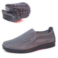 Mens Flat Holes Net Hollow Out Breathable Loafers Slip-On Mesh Summer Casual Shoes Sandals Beach 5Colors EU38-47 Plus Size C491
