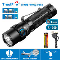 TrustFire MC3 2500lm ไฟฉาย LED แบบชาร์จไฟได้, หางแม่เหล็ก IP68 กันน้ำใช้ CREE XHP50 LED, สำหรับตั้งแคมป์/เดินป่า/ทำงาน