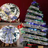 1M/2M/4M/5M Christmas Snowflake Double Gold Ribbon Lights Fairy Christmas LED Lights Ribbon Battery Operated String Lights Christmas Tree Ornaments