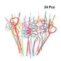 ✢☢ 24pcs Reusable Drinking Straws Plastic Wedding Party Supplies Crazy Loop PET 5mm Disposable Decorative Twist Straws Bar Home