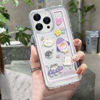 IPhone Case HD Acrylic Hard Case High Clear Case Luxury Metal Button Protection Camera Shockproof Cartoon Cute Case Compatible with IPhone 13 Pro Max