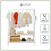 Kệ treo quần áo gỗ thông chữ A LUCIS dài 106cm có 2 tầng để đồ phòng ngủ lắp ghép đa năng treo túi ví treo đồ shop thời trang nhiều màu