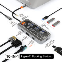 ใส USB C HUB 1000เมตร RJ45เครือข่ายพอร์ต PD100W Type C HUB สถานีเชื่อมต่อ USB C S Plitter Type C เพื่อ HDMI เข้ากันได้อะแดปเตอร์