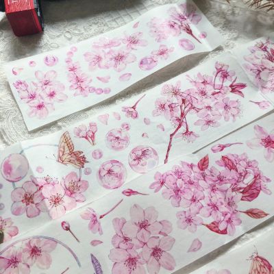202210เมตรม้วนซากุระ Washi ดอกไม้สัตว์เลี้ยงเทป Manying ผีเสื้อดอกเชอร์รี่สดใสไต้หวันกาวสติ๊กเกอร์ตกแต่ง