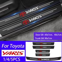 Car Door Sill Side Anti Scratch Protector Sticker Threshold Carbon Fibre Leather Sticker For Toyota Yaris Gen 2 XP90  Gen 3 XP 130 Gen 4 XP210 TRD GR Sport Accessories are