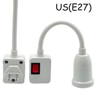 E27ที่วางหลอดไฟฐานโคมไฟเบ้าเสียบหลอดไฟ EU US Plug โคมไฟติดผนังยืดหยุ่นได้ฐานอะแดปเตอร์ไฟกับสวิตช์เปิด/ปิดไฟติดเพดานและ Comone