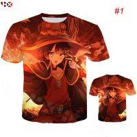 HX KonoSuba,แบบพิมพ์ลายอะนิเมะญี่ปุ่นญี่ปุ่น3D ระเบิดเสื้อท่อนบนเสื้อยืดกราฟิกฤดูร้อน