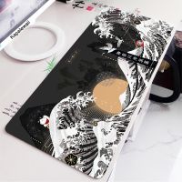 ∋✢▤ Black and White Wave Art Mouse Pad XXL 900x400mm Large Computer Mousepad Cool Gaming Cartoon Pad to Mouse Keyboard Desk Mice Mat