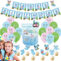 Cute Axolotl Animal Theme Birthday Party Supplies Balloons Banners Cupcake Topper Party Decorations Set Party Favor Balloons