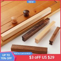 【LZ】✖ﺴ☋  Long Furniture Handles Wooden Cupboard Wardrobe Pulls Handle for Cabinets and Drawers Wood Dresser Door Knobs Nordic Style