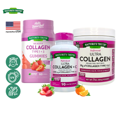 เนเจอร์ ทรูทร์ คอลลาเจน (กัมมี่/เม็ด/ผง), Nature’s Truth Collagen / กินร่วมกับ แอสต้าแซนทีน คอลลาเจน กลูต้าไธโอน เลซิติน พิคโนจีนอล ขมิ้นชัน วิตามินซี