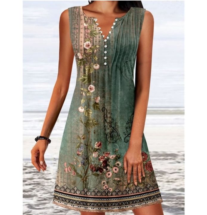 yf-summer-v-neck-floral-printed-dress-for-women-vinatge-casual-loose-fit-sleeveless-comfortable-elegant-beach-t-shirt
