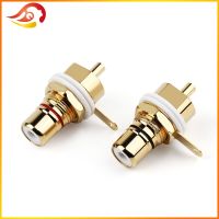 QYFANG RCA Female Socket Chassis CMC Metal Connector Gold Plated 32mm Plug AMP Audio Jack Bulkhead White Cycle Nut Solder Cup