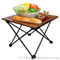 hyfvbu¤  2021New Dark Wood Grain Color Outdoor Camping Barbecue Folding Table Aluminum Alloy BBQ Desk