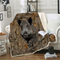 【CW】┋∋  Thicken Blanket Boar Pig Printed Throw Blankets for Beds Fluffy Teenager Decoration Beddings Adult Quilt