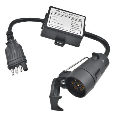 Trailer Connector USA 4-Pin Flat Plug to European7-Pin Connector 4 to 7 Trailer Light Converter Circuit Adapter