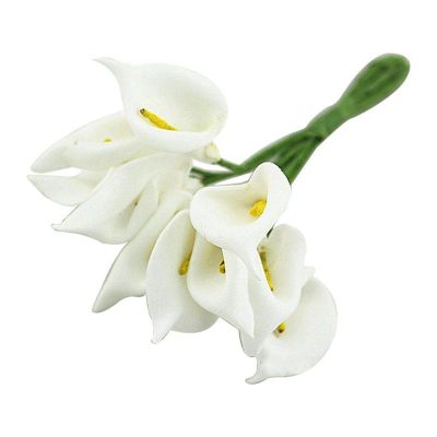 12Pcs Mini Calla Artificial Flower Bouquet Wedding Decoration DIY Wreath Gift White