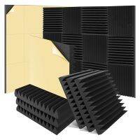 6 Pack Sound Proof Foam Panels Acoustic Panel Acoustic Foam Panels 2 X 12 X 12 Inch Self-Adhesive High Density Wedge Acoustic Foam Soundproof Wall Panels