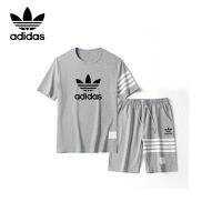 Adidasชุดกีฬาผู้ชายชุดทูพีซชุดฝึกกีฬาผู้ชายชุดกีฬาแห้งเร็วคุณภาพสูง（1 ชุด）