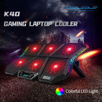 Coolcold Gaming RGB แล็ปท็อป Cooler 12-17นิ้วหน้าจอ Led แล็ปท็อป Cooling Pad Notebook Cooler Stand พร้อมพัดลมหกตัวและพอร์ต USB 2พอร์ต